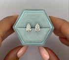 4TCW Pear Lab Grown Diamond Stud Earrings For Wedding Day 14k White Gold #293 — photo 9