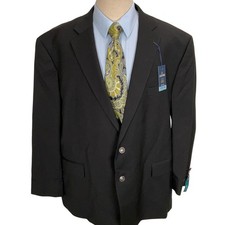Stafford Big  Tall Blazer Men 52BGRG Black Stretch Comfort Classic Wool NWT