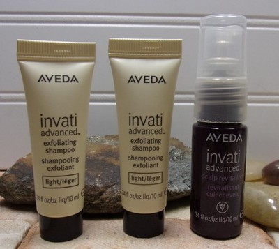 Aveda Invati Advanced Scalp Revitalizer + 2 (Light) Shampoo .34 oz ~ 10 ml each