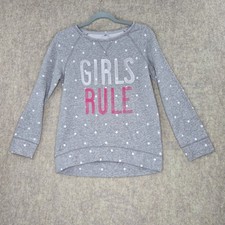 Old Navy Girls Rule Gray Polka Dot Sweatshirt XL 14 Cotton/Polyester
