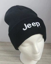 NEW Port & Co Embroidered JEEP Soft Inside Black Beanie Cap Hat ADULT Unisex