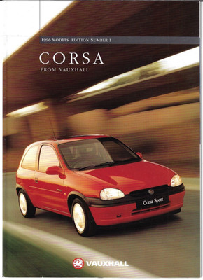 Vauxhall (Opel) Corsa 1995-1996 UK Marktprospekt Sport, CDX, GLS, LS, Merit 3-Türer 5-Türer