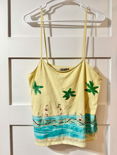 Vintage BYBB by Susan Lawrence Yellow Beach Cami Tank Top Tropical Vacation
