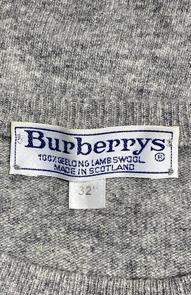 Suéter Para Mujer Vintage Años 90 Burberrys Gris Geelong Lana de Cordero Manga Corta S Foto 3 de 4