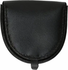 Marshal Black Genuine Leather Horseshoe Coin Change Pocket Hard Holder Purse NEW