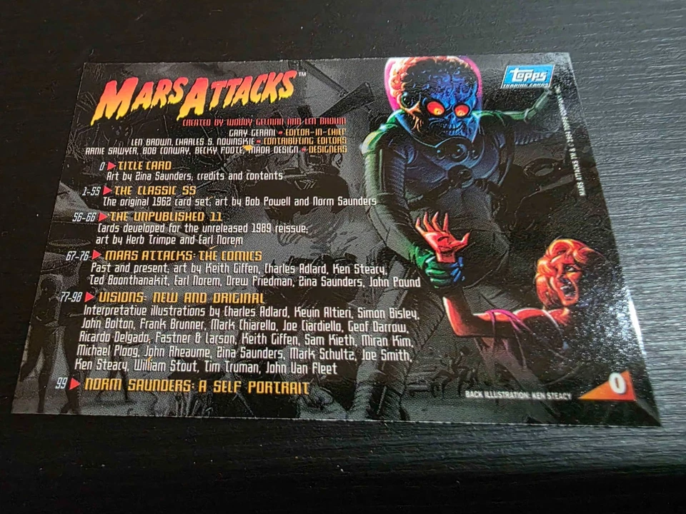 Topps Mars Attacks Trading Cards 1994 ristampa deluxe set base completo di 100 - Immagine 2 di 2