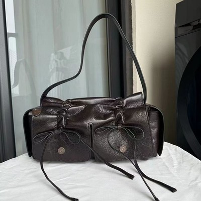 ACNE STUDIOS Multipocket Brown Leather Shoulder Bag New