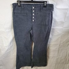 American Eagle Jeans Women's 12 Gray Stretch Super Hi-Rise Flare Corduroy Pants