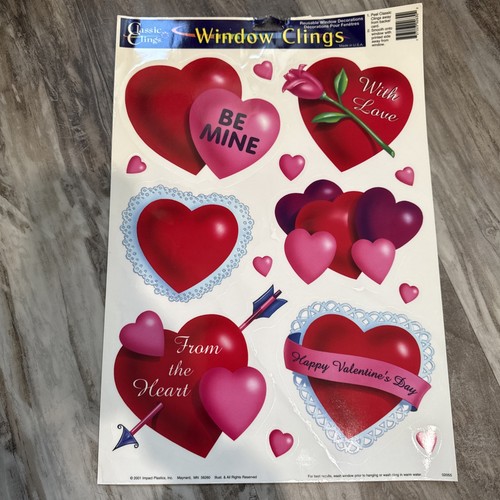 Vintage 8 Pages Classic Window Clings VTG Easter Valentines Holiday Static NOS - Picture 3 of 14