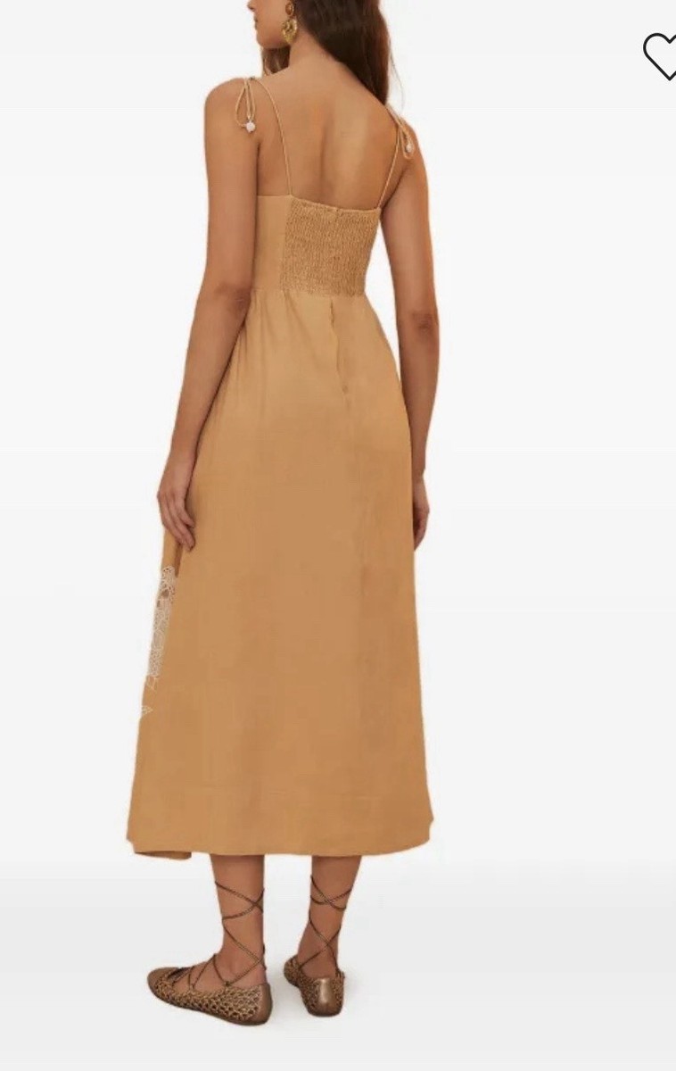 Farm Rio Sand Richelieu Linen and Lace Midi Dress XL | eBay