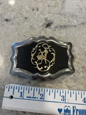 Vintage Belt Buckle Waltz Square Dance Couple Golden Silver Black USA