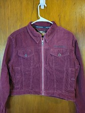 Harley Davidson Riding Jacket Womens Burgundy Motorcycle Corduroy Sz L. A69