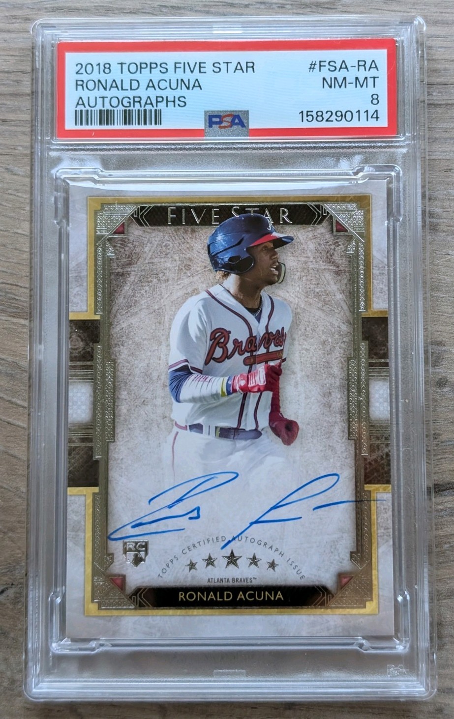 2018 Topps Five Star Ronald Acuna Jr. Auto Rookie RC PSA 8 Braves #FSA-RA
