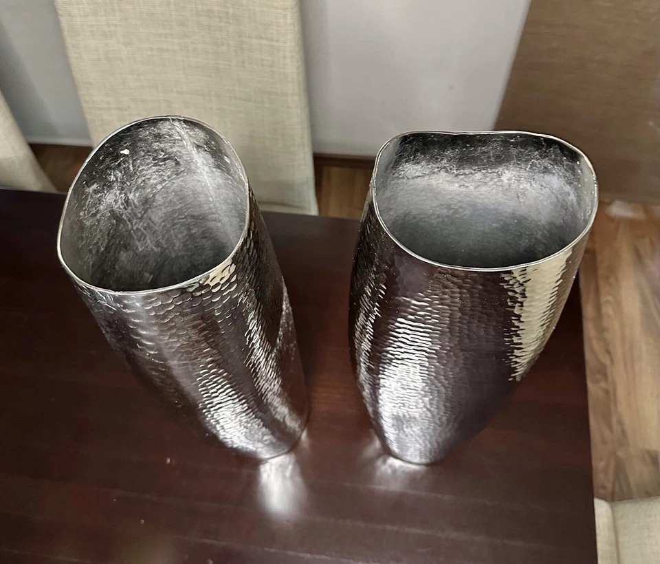 Hohe Design Vase, Aluminium gehämmert, 52 cm, 3 x vorhanden, Neu / B-Ware - Bild 3 von 4