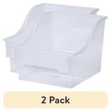2-Tier Medium Clear Plastic Storage Bin, Multi-Purpose Kitchen Organizer with