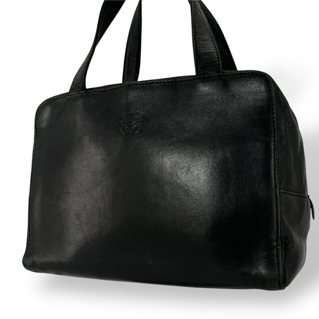 Loewe Handbag Mini Boston Anagram Logo Leather Black Used From Japan