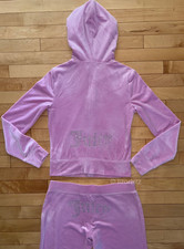 NEW JUICY COUTURE Velour OG Gold Bling Tracksuit Set Floral Bloom Pink Size S