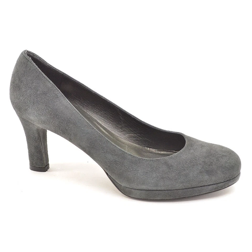 Womens Stuart Weitzman Low Platform Pump 7.5 M Gray Suede Dress Heels Shoes New - Image 4 of 4
