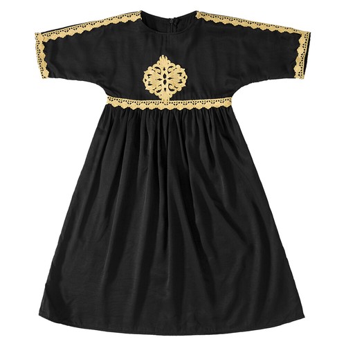 Muslim Modest Kids Short Sleeve Kaftan Islamic Girls Long Dress Dubai Abaya Robe - Picture 11 of 47
