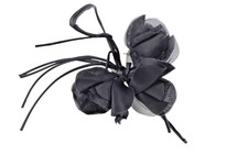 Vintage Black Fabric Flower Brooch Pin Statement Floral Corsage Lapel Accessory