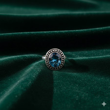 Sterling Silver December Birth Natural London Blue Topaz Wife Band Ring Jewelry