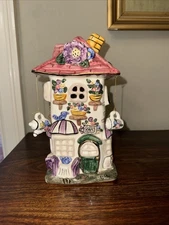 Elements "CAFE" Ceramic Tea Light House 10.5" Tall with Two Cups from Roof