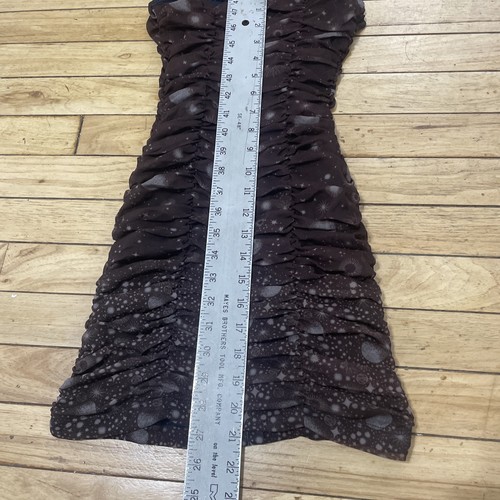Urban Outfitters Tegan Mesh Ruched Mini Dress S Brown Celestial Galaxy Fitted S - Picture 6 of 13