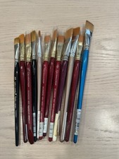 Brand New 12 Flat Professional Artist Paint Brushes Grumbacher Loew Cornell