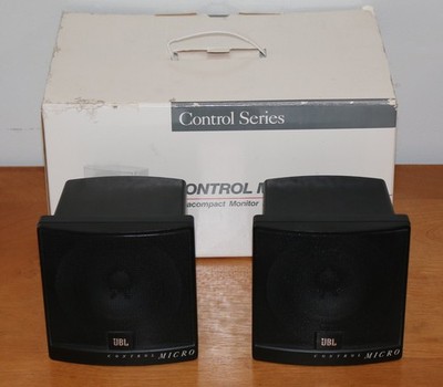 Set of 2 JBL Control Micro Compact Black Bookshelf Speakers With Mounts