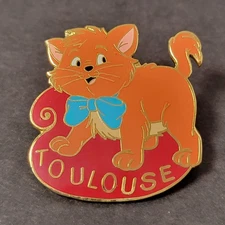 Vintage Disney Trading Pin Aristocats Toulouse Orange Kitten Blue Bow tie Pin PA