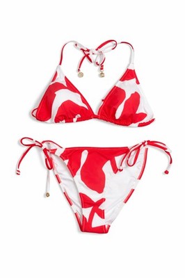 Milly Grand Foliage String Bikini Set Red White Size M NWT $250 Designer Swim