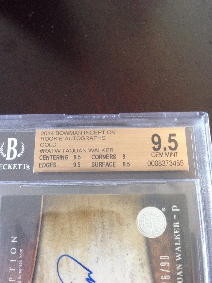 2014 BOWMAN INCEPTION TAIJUAN WALKER ROOKIE AUTO GOLD 26/99 BGS 9.5 GEM MINT - Image 4 of 4