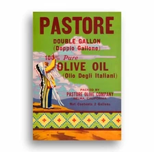 Vintage 1940s American Olive Oil Crate Label Pastore Brand cowboy FREE UK P&P