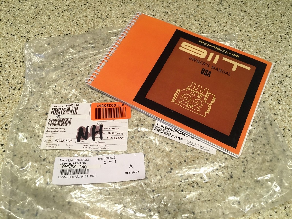 1971 PORSCHE 911 911T OWNER'S OWNER MANUAL NOS ORIGINAL RARE USA