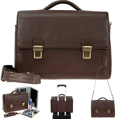 Aktentasche Dermata Ledertasche Executive Leder Tasche 2825NY + Mäppchen BRAUN