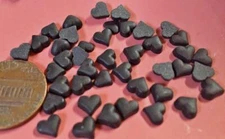 Vintage 5mm Matte Black Glass Heart Cabs West Germany 30