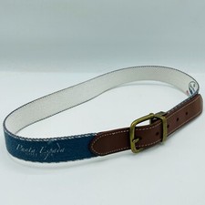 Doc Murphy Punta Espana Golf Club Belt Blue Denim Distressed Leather Brass