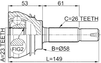 0110-054 Febest Outer CV Joint 23X58X26 43460-80046 43410-12490