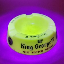 King George IV Old Scotch Whisky Glass Uranium Ashtray Glows Under UV Light