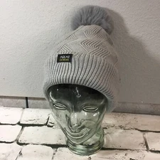 Polar Extreme Hat Unisex One Size Beanie Gray PomPom Faux Fur Lined Ski Cap
