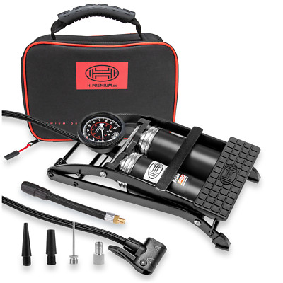 Auto Luftpumpe Doppellauf 140Psi 10Bar schwarz Edt Verlängerung Heyner Pedalmax 225010