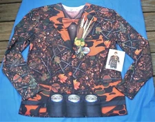 Faux Real Photo Realistic Beer Drinking Hunting Shirt Men's Med NWT