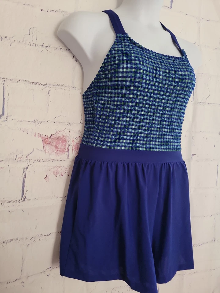 Traje de baño vintage South Point Jantzen de una pieza talla 14 azul forrado pantalones cortos y camiseta sin mangas Foto 4 de 4