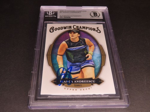 Tarjeta Goodwin Champions 2020 Upper Deck firmada por Bianca Andreescu #27 certificado de autenticidad Beckett - Imagen 2 de 7