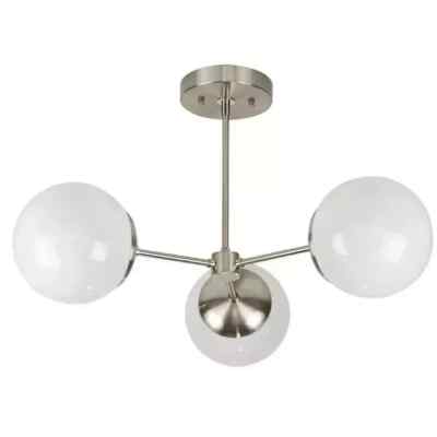 3 Globe Shade Chrome Finish Sputnik Chandelier Light Iconic Italian Ceiling Lamp