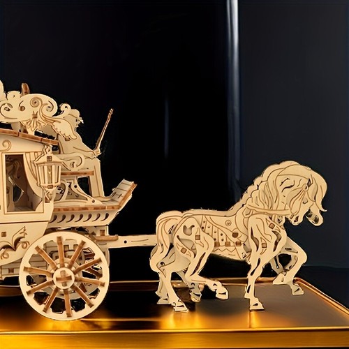 3D DlY Handmade Carriage Travel Wooden Assembled Model Assembled Puzzle Toy - Picture 6 of 10