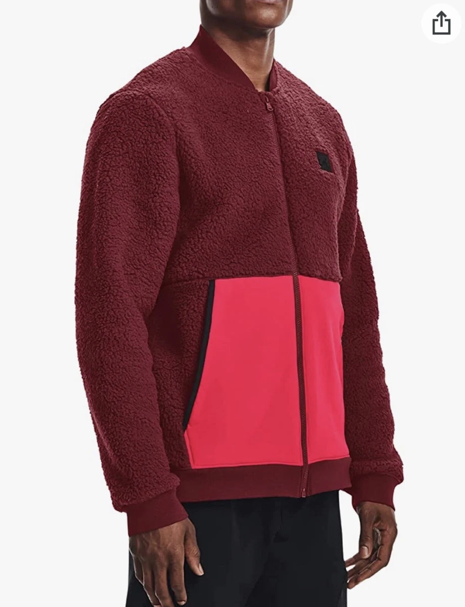 Under Armour Sherpa Bomber Jacket Maroon Red Ultra soft Comfort