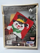 National Yarn Crafts Latch Hook Kit "Happy Snowman" 12"x 12" 1988 NOS Sealed 
