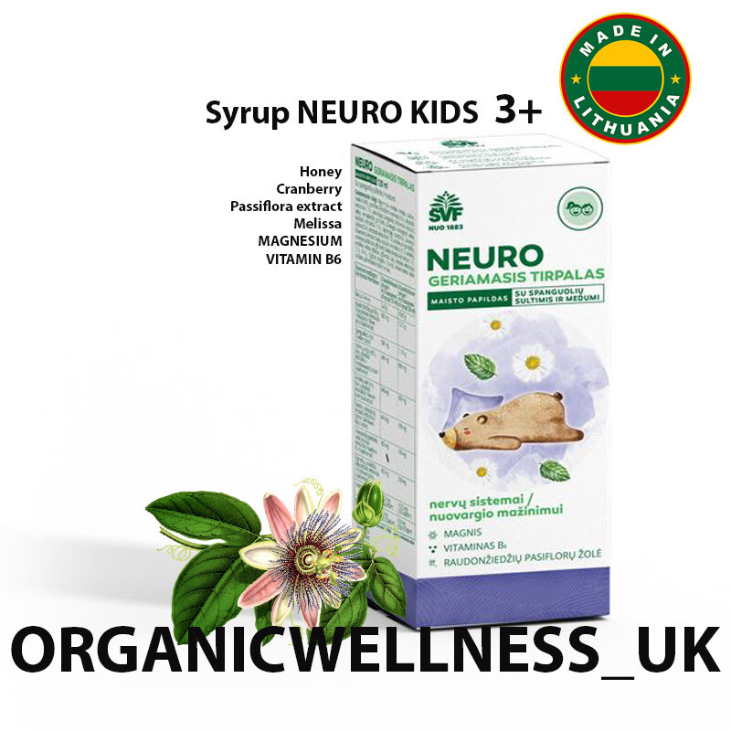 JARABE NEURO KIDS "3+" Jugo de Arándano+Miel+Passiflora+MAGNESIO+Vit.B6 120ml.