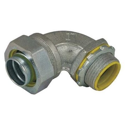Raco 3542 Liquid-Tight Connector, 1/2 In, Steel, Gray